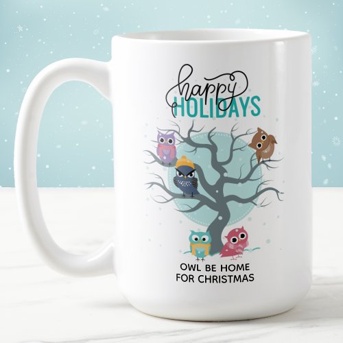 Winter Owls Personalized Christmas Coffee Mug