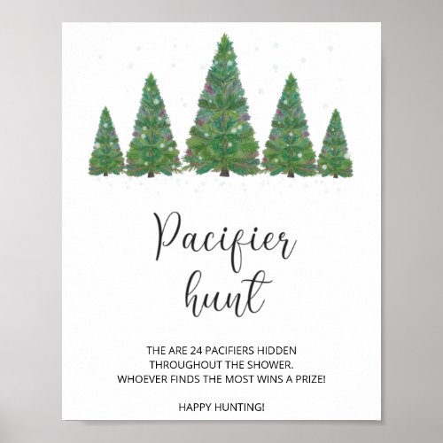 Winter Pacifier Hunt Sign Find The Pacifier Game  Poster