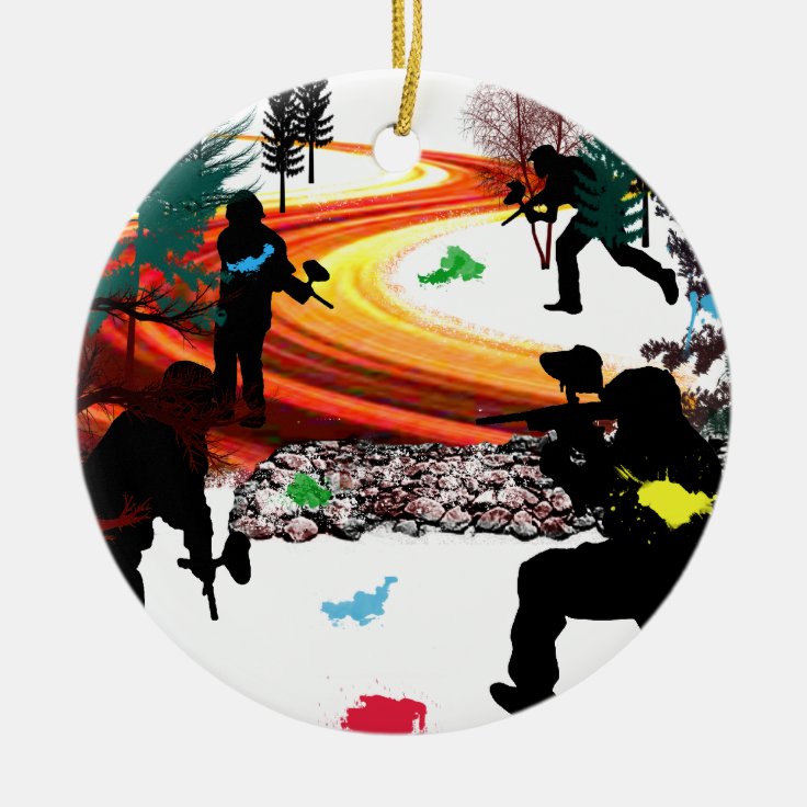 Winter Paintball in the Woods Ceramic Ornament Zazzle