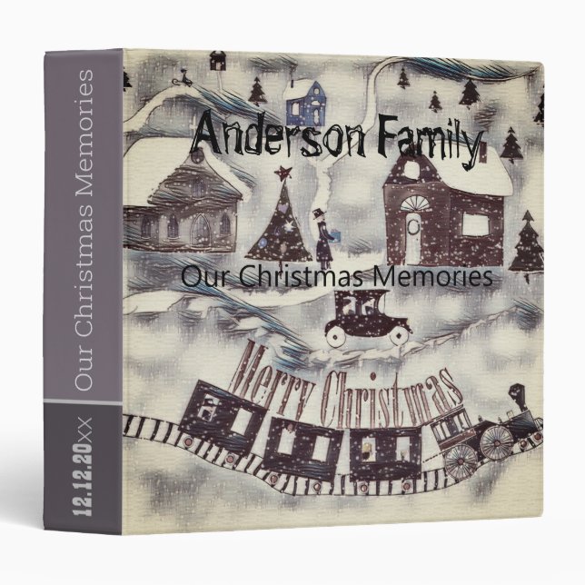Winter painting, Christmas, winter, watercolor, wa 3 Ring Binder (Front/Spine)