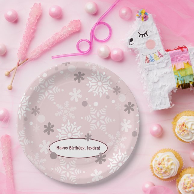 Winter Pale-Pink Birthday Party  Paper Plates (Party)