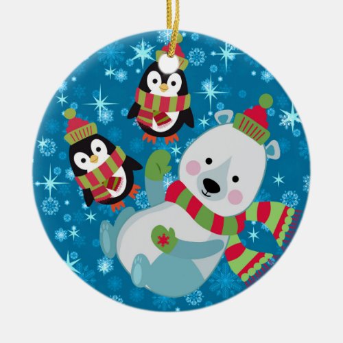 winter pals ceramic ornament