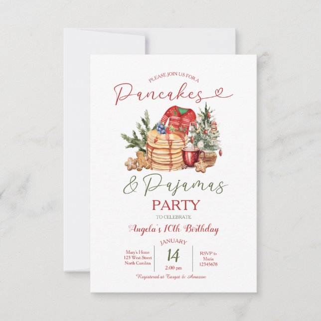 Winter Pancakes & Pajamas Cookies Gingerbread Invitation (Front)