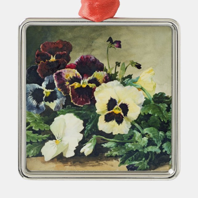 Winter Pansies, 1884 Metal Ornament (Front)
