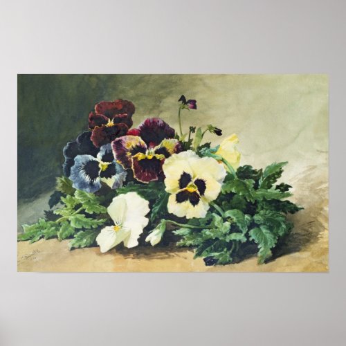 Winter Pansies 1884 Poster