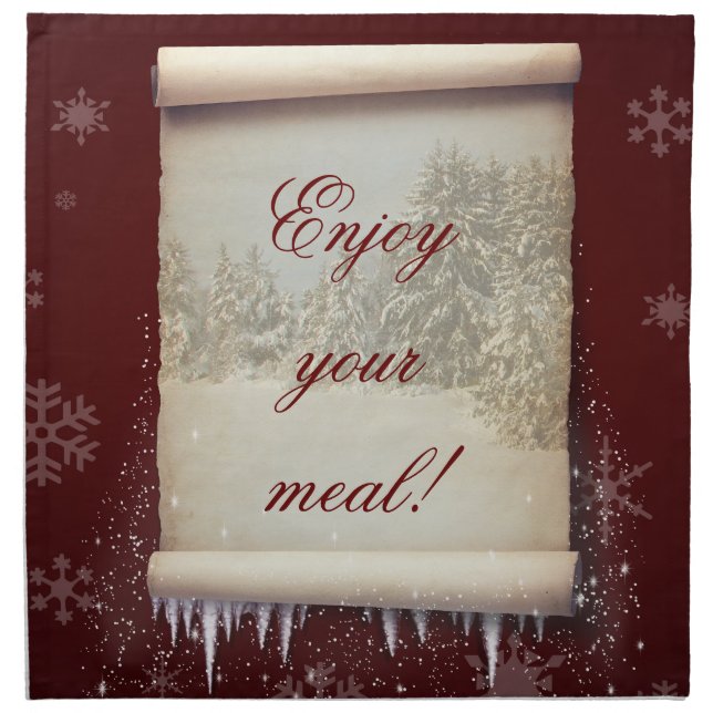 Winter Parchment Illustration Napkin (Front)