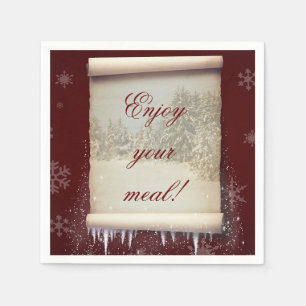 Winter Parchment Illustration Paper Napkins
