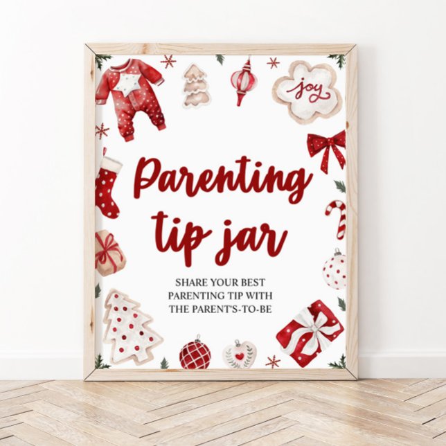 Winter Parenting Tip Jar Advice Sign Baby Shower (Creator Uploaded)