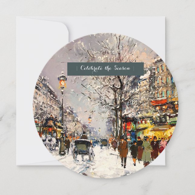 Winter Parisian Scene Holiday Party  Invitation (Front)