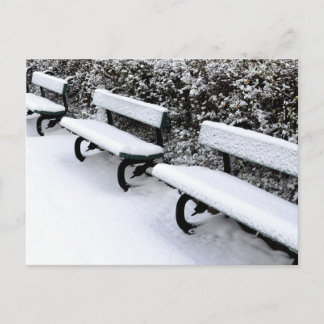 Winter park benches postcard