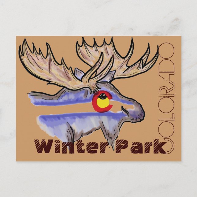 Winter Park Colorado elk postcard (Front)