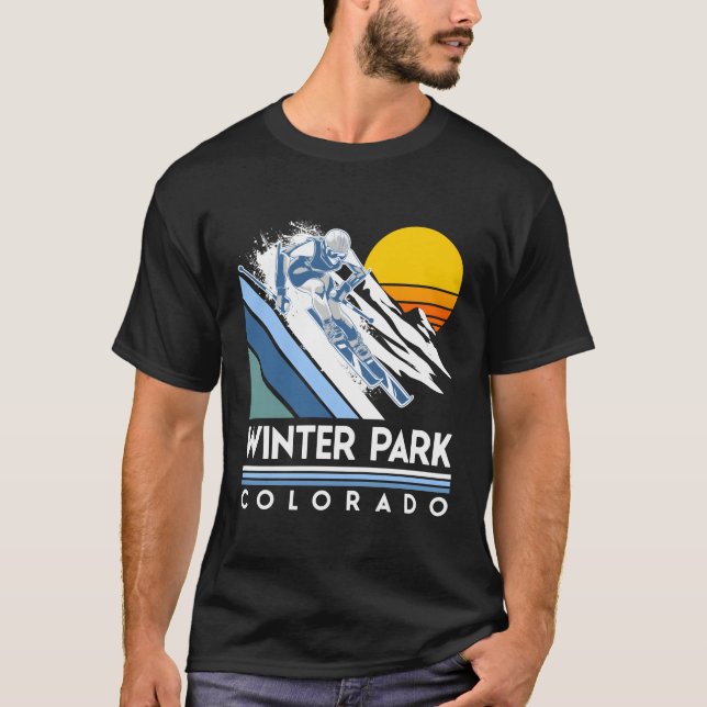 Winter Park Colorado Retro Ski Hoodie T-Shirt (Front)