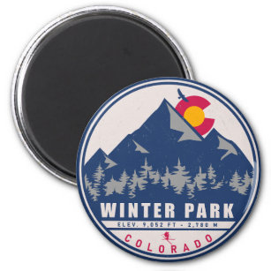 Winter Park Colorado Retro Sunset Souvenirs 80s Magnet