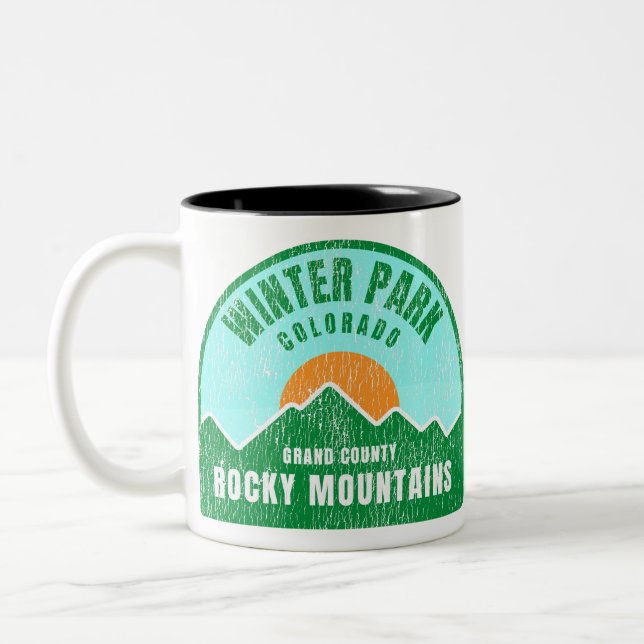 Winter Park Colorado Rocky Mountains Two-Tone Coffee Mug (Left)