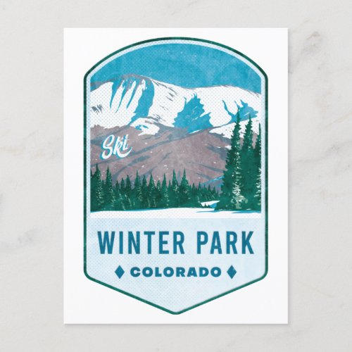 Winter Park Colorado Ski Badge Postcard