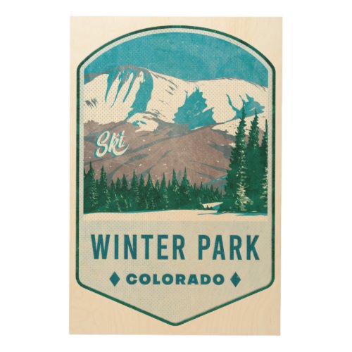 Winter Park Colorado Ski Badge Wood Wall Art