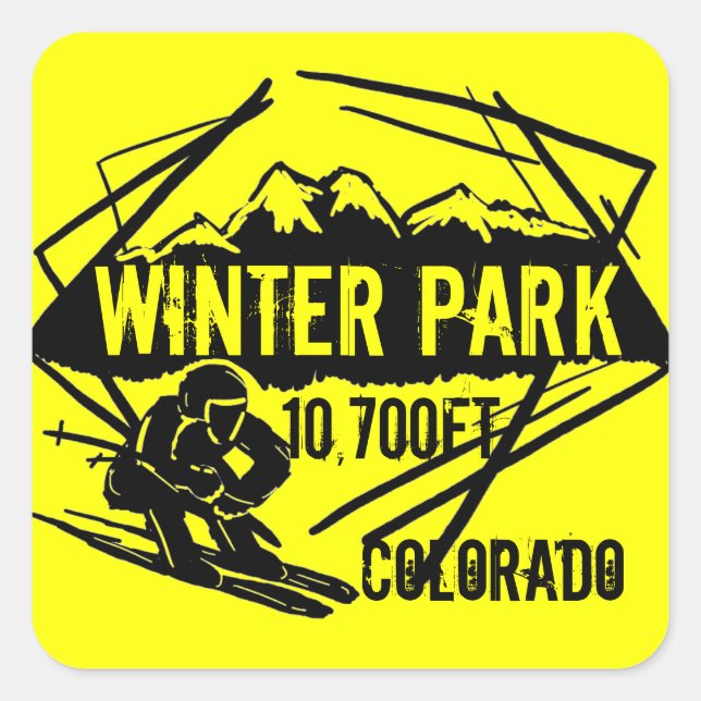 Winter Park Colorado ski elevation yellow stickers (Front)