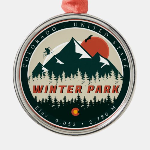 Winter Park Colorado Vintage Mountain Souvenir Metal Ornament