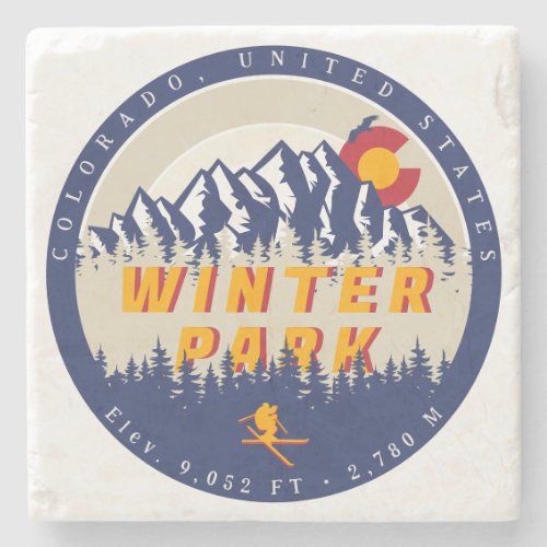 Winter Park Colorado Vintage Ski Souvenirs 80s Stone Coaster
