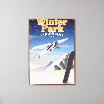 Winter Park Colorado Vintage Travel Poster Canvas Print by bartonleclaydesign at Zazzle