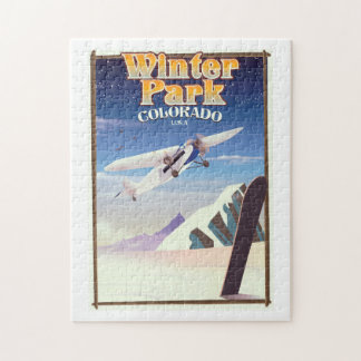 Winter Park colorado vintage travel poster Jigsaw Puzzle