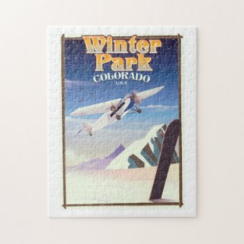 Winter Park Colorado Vintage Travel Poster Jigsaw Puzzle by bartonleclaydesign at Zazzle