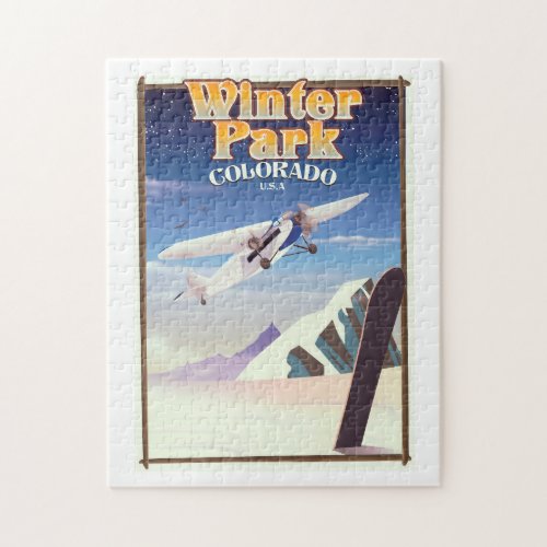 Winter Park colorado vintage travel poster Jigsaw Puzzle