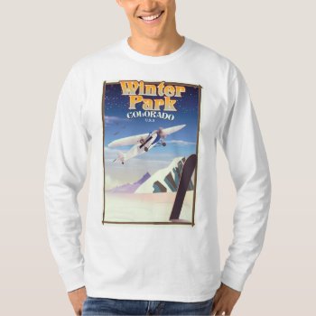 Winter Park Colorado Vintage Travel Poster T-shirt by bartonleclaydesign at Zazzle