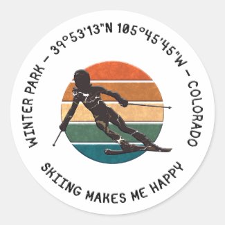 Winter Park, Colorado - Woman Skier, Black Text