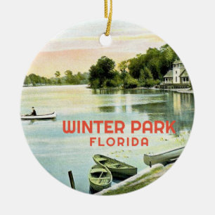 Winter Park Florida, Lake Osceola Vintage Ceramic Ornament