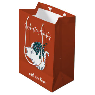 Winter Party Christmas Toy Cat Gift Medium Gift Bag