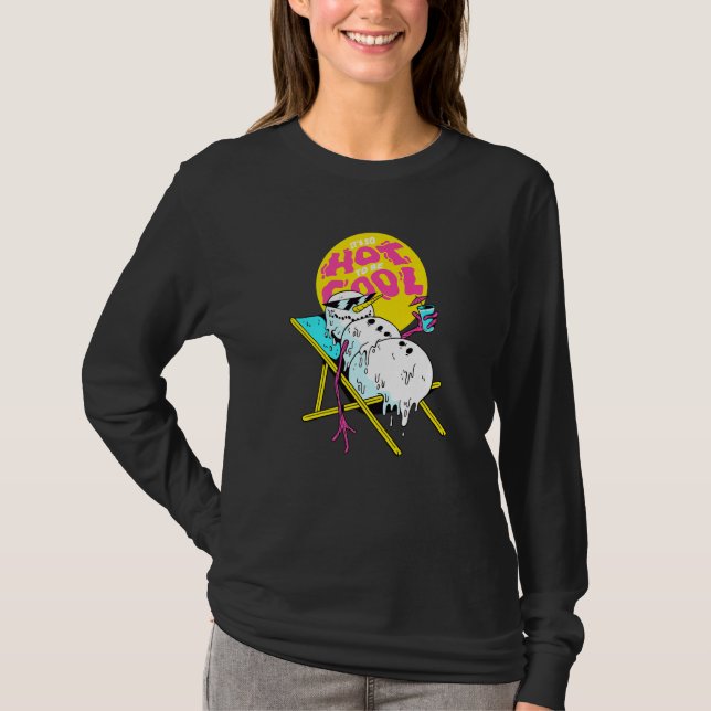Winter Party Deck Chair Parody Melting Snowman T-Shirt (Front)