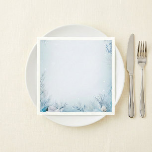 Winter party holiday season icy and snowy napkins