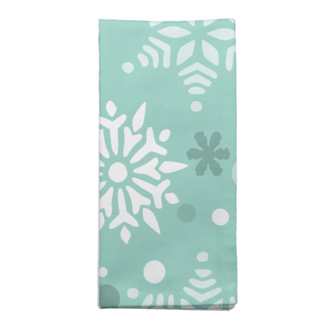 Winter Pastel Blue Snowflake Christmas Season Cloth Napkin (Folded)