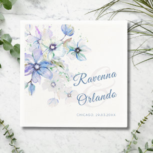 Winter Pastel Floral Botanical Romance Art Wedding Napkins