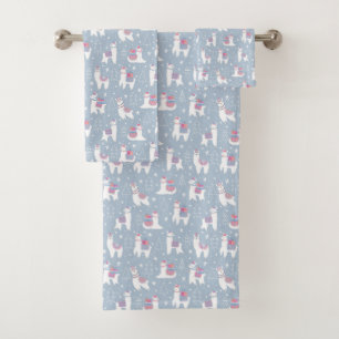 Winter Pastel Llama Pattern Bath Towel Set