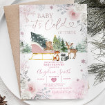 Winter Pastel Pink Snowflake Sleigh Baby Shower Invitation<br><div class="desc">Winter Pastel Pink Snowflake Sleigh Baby Shower invitation</div>