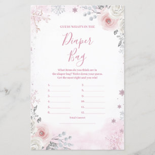 Winter Pastel Pink Snowflake What's in Diaper Bag