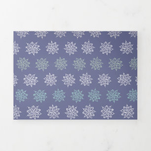 Winter Pattern Blue and White Snowflakes Tri-Fold Holiday Card