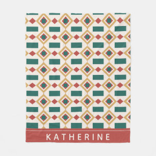 Winter pattern green and red holiday fleece blanket