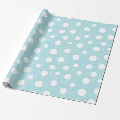 Winter Pattern Of Snow Dots Turquoise Backdrop Wrapping Paper