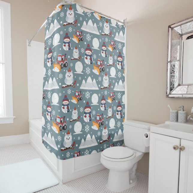 Winter Pattern Shower Curtain (In Situ)