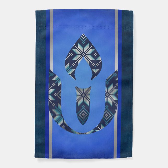 Winter pattern Unitarian universalist chalice  Garden Flag (Front)