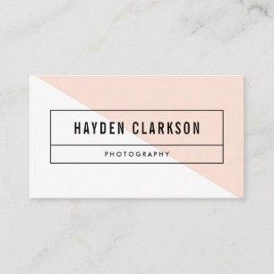 Winter Peach Color Block Modern Business Card