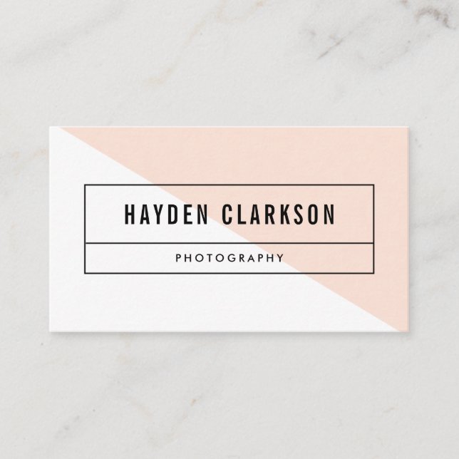 Winter Peach Color Block Modern Business Card (Front)