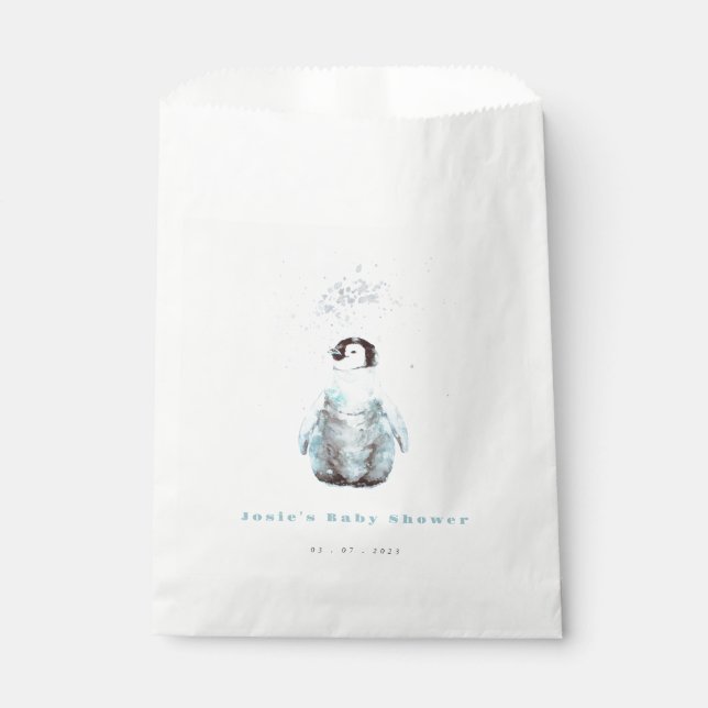 Winter Penguin Baby Shower Favor Bag (Front)