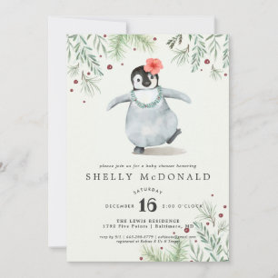 Winter Penguin Baby Shower Invitation