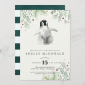 Winter Penguin Baby Shower Invitation (Front/Back)