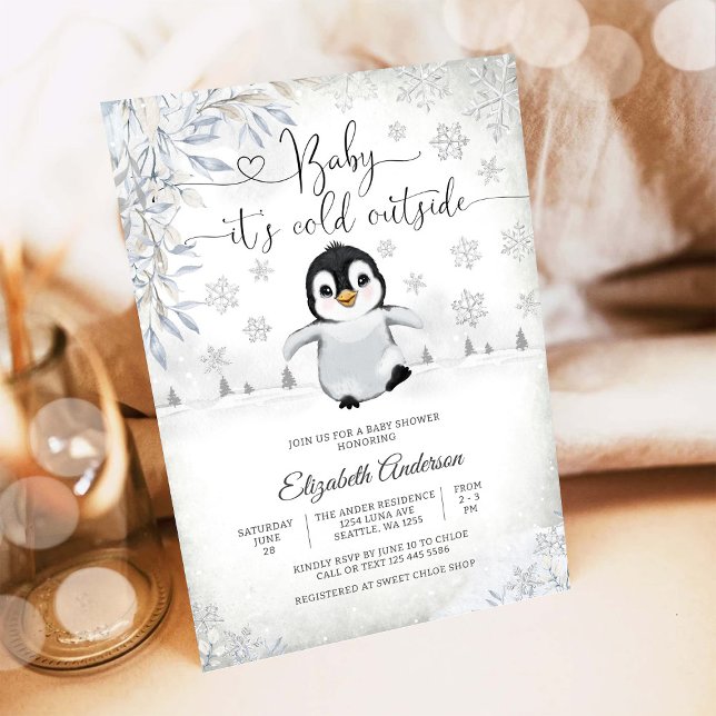Winter Penguin Baby Shower Invitation (Creator Uploaded)