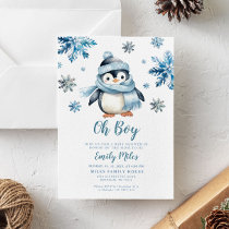 Winter Penguin Baby Shower Invitation